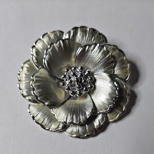 Silver Floral Brooch